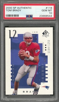 2000 SP Authentic #118 Tom Brady Rookie Card (#1194/1250) – PSA GEM MT 10